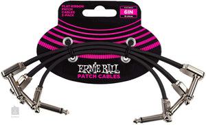 Ernie Ball 6in Flat Ribbon Patch Cable 3 pack